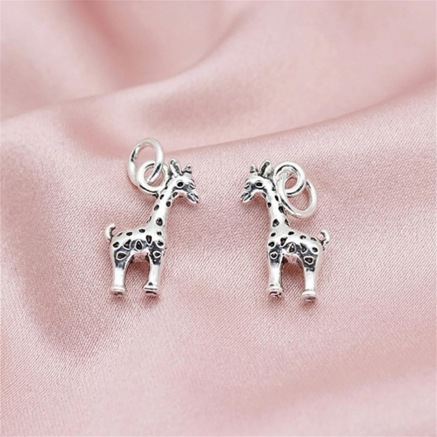 Sterling Silver Oxidised Mini 3D Baby Giraffe Deer Pendant Charm