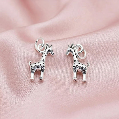 Sterling Silver Oxidised Mini 3D Baby Giraffe Deer Pendant Charm