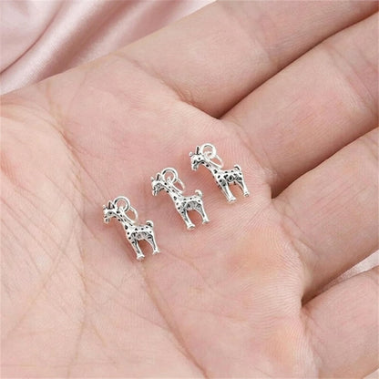 Sterling Silver Oxidised Mini 3D Baby Giraffe Deer Pendant Charm