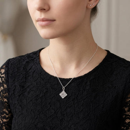 Sterling Silver Oxidised Small Fleur de lis Iris Flower Maltese Cross Charm Pendant