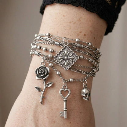 Sterling Silver Oxidised Small Fleur de lis Iris Flower Maltese Cross Charm Pendant