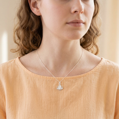 Sterling Silver Lotus Flower Yoga Zen Namaste Disc Charm Pendant