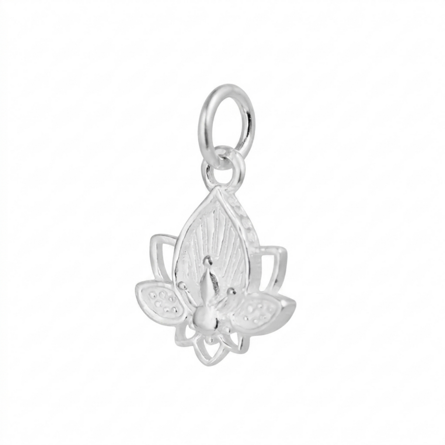 Sterling Silver Lotus Flower Yoga Zen Namaste Disc Charm Pendant