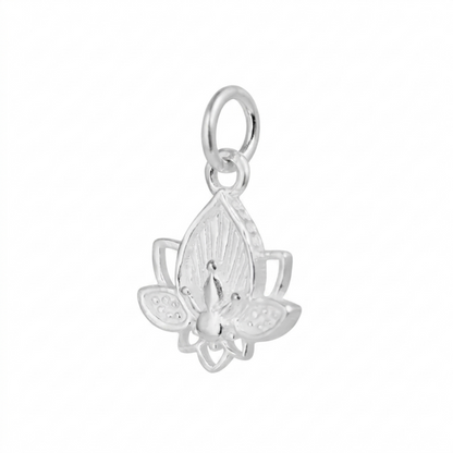 Sterling Silver Lotus Flower Yoga Zen Namaste Disc Charm Pendant