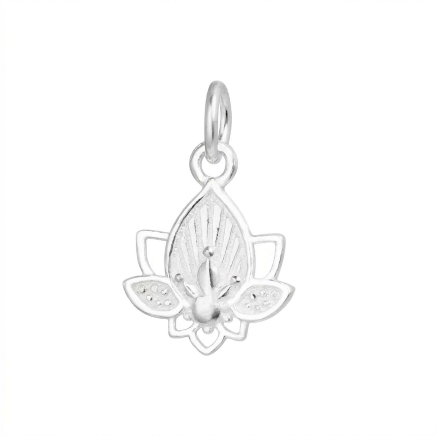Sterling Silver Lotus Flower Yoga Zen Namaste Disc Charm Pendant