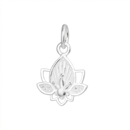 Sterling Silver Lotus Flower Yoga Zen Namaste Disc Charm Pendant