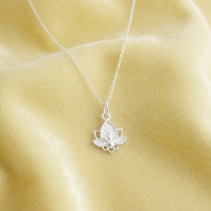 Sterling Silver Lotus Flower Yoga Zen Namaste Disc Charm Pendant