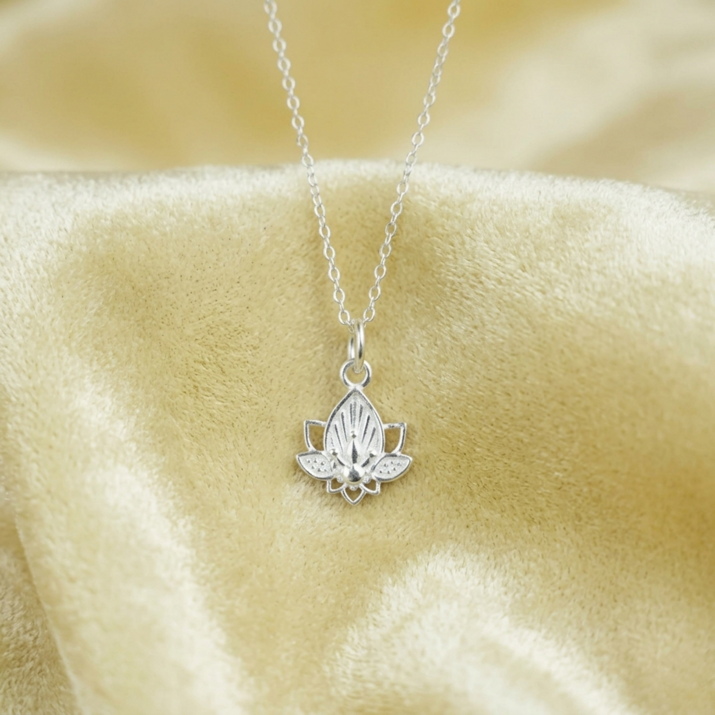 Sterling Silver Lotus Flower Yoga Zen Namaste Disc Charm Pendant