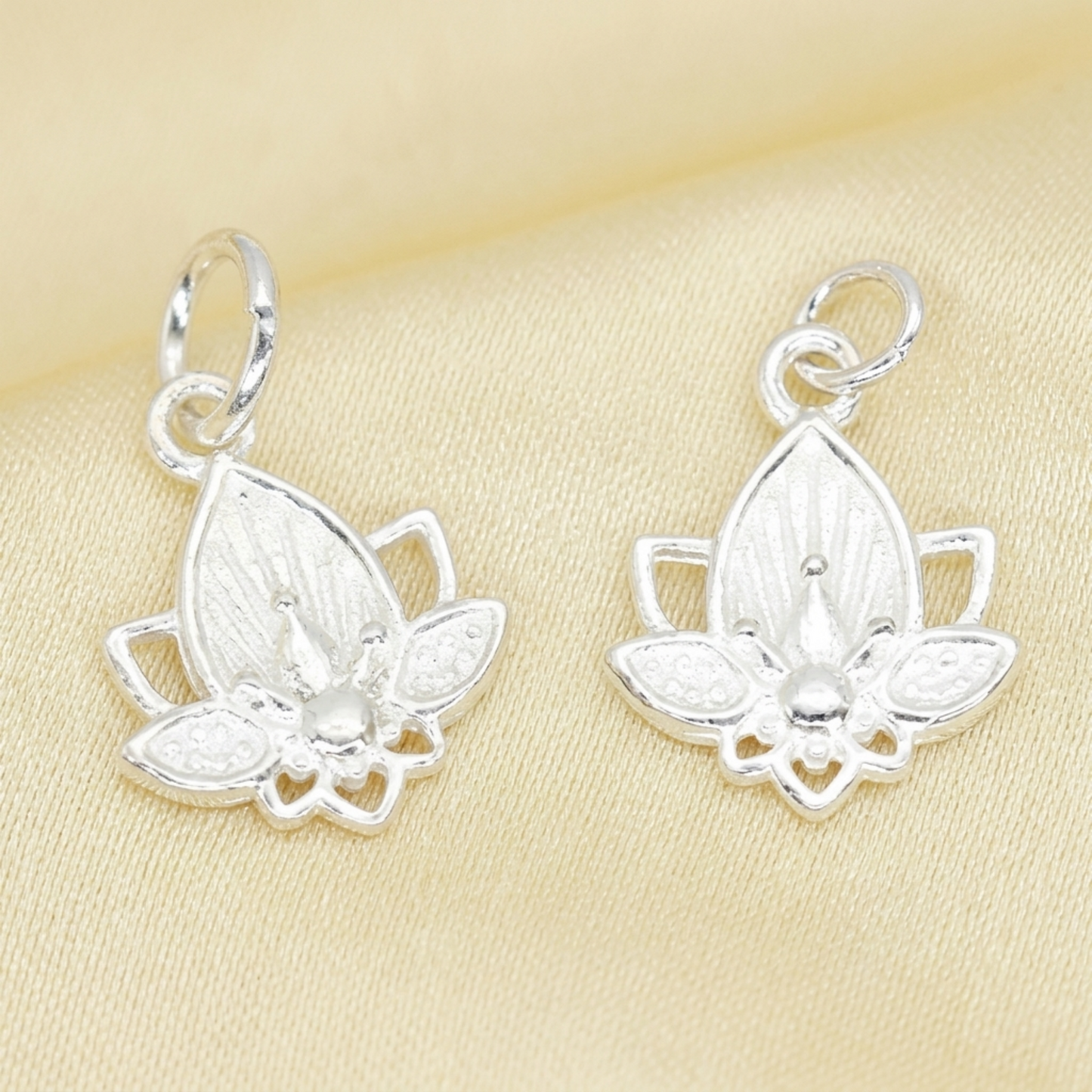 Sterling Silver Lotus Flower Yoga Zen Namaste Disc Charm Pendant