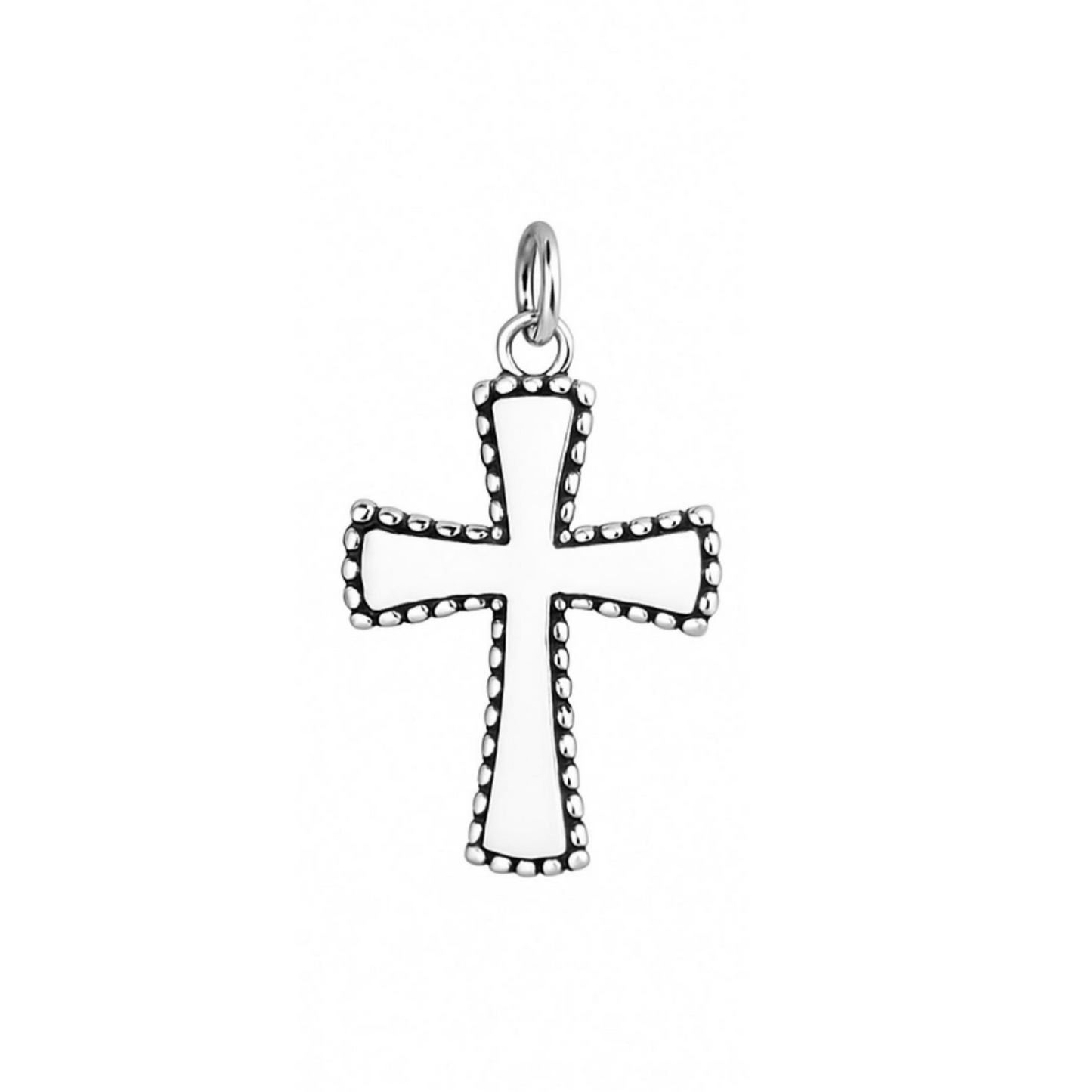 Sterling Silver 11mm Shiny Beaded Edge Charm Cross / Heart / Circle Pendant