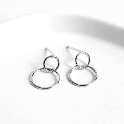 Sterling Silver Circle Drop Earrings with Infinity Link and Karma Symbol - sugarkittenlondon