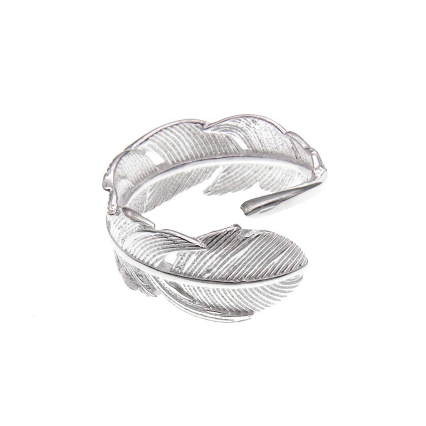 Sterling Sliver 6-8mm Wrap Feather Open Band Angel Wing Leaf Ring Unisex