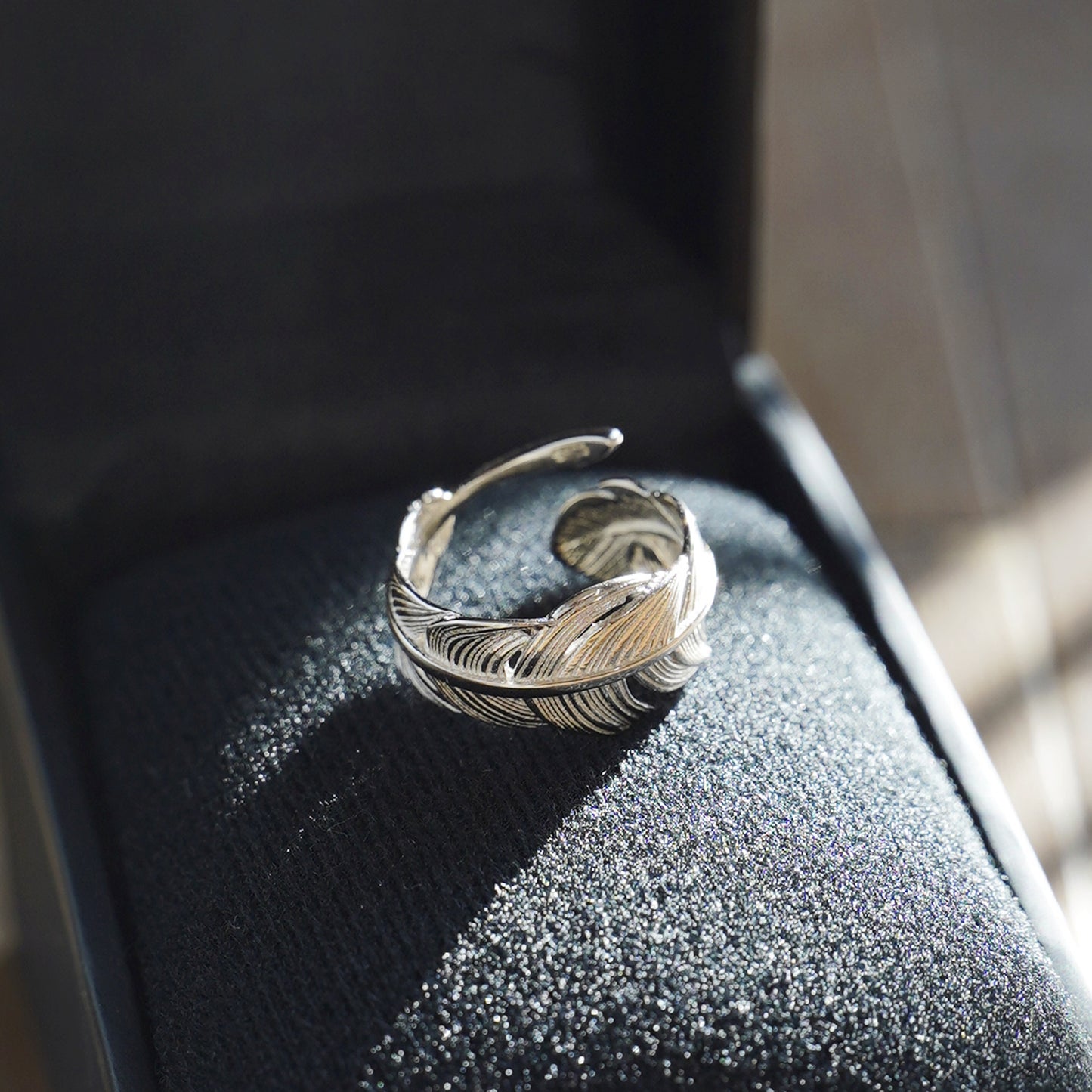 Sterling Sliver Wrap Feather Open Band Angel Wing Leaf Silver Ring A - sugarkittenlondon