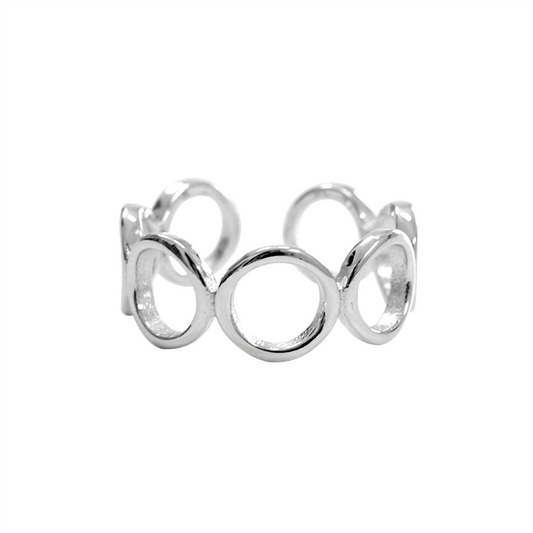 Sterling Silver Linked Circle Infinity Open Band Ring - L to O Size, Adjustable - sugarkittenlondon