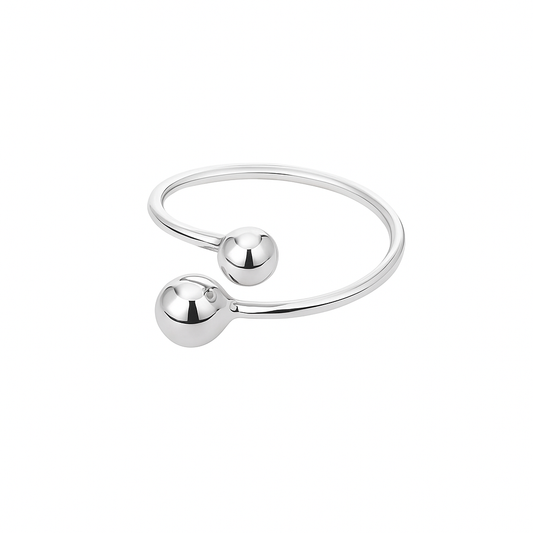 Sterling Silver Twist Beads 5mm & 6mm Double Ball Wrap Ring Sizable L - P