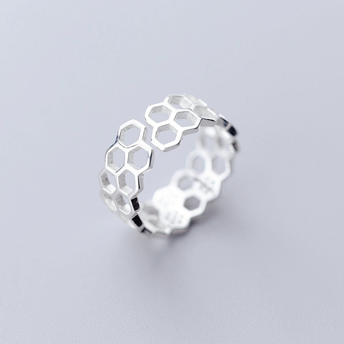 Sterling Silver Beehive Paved CZ Double Layer Open Band Wrap Ring - sugarkittenlondon