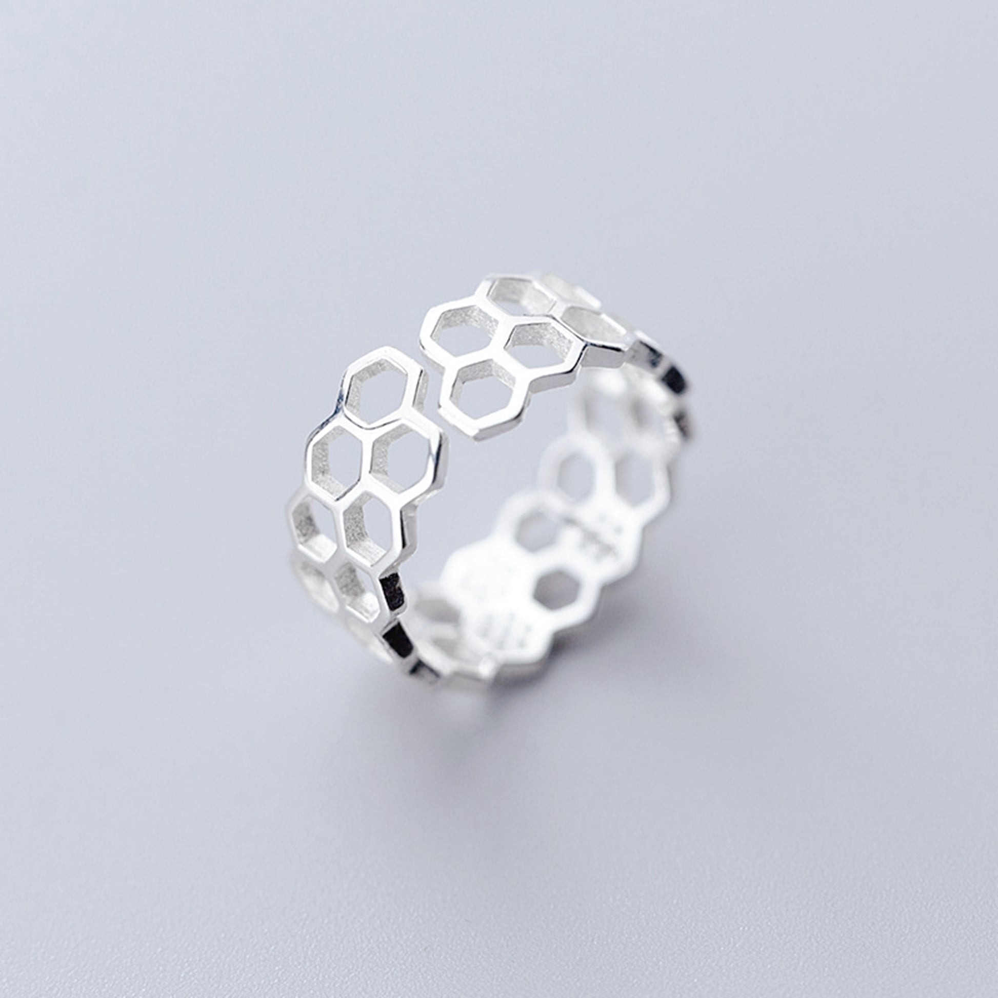 Sterling Silver Beehive Paved CZ Double Layer Open Band Wrap Ring - sugarkittenlondon