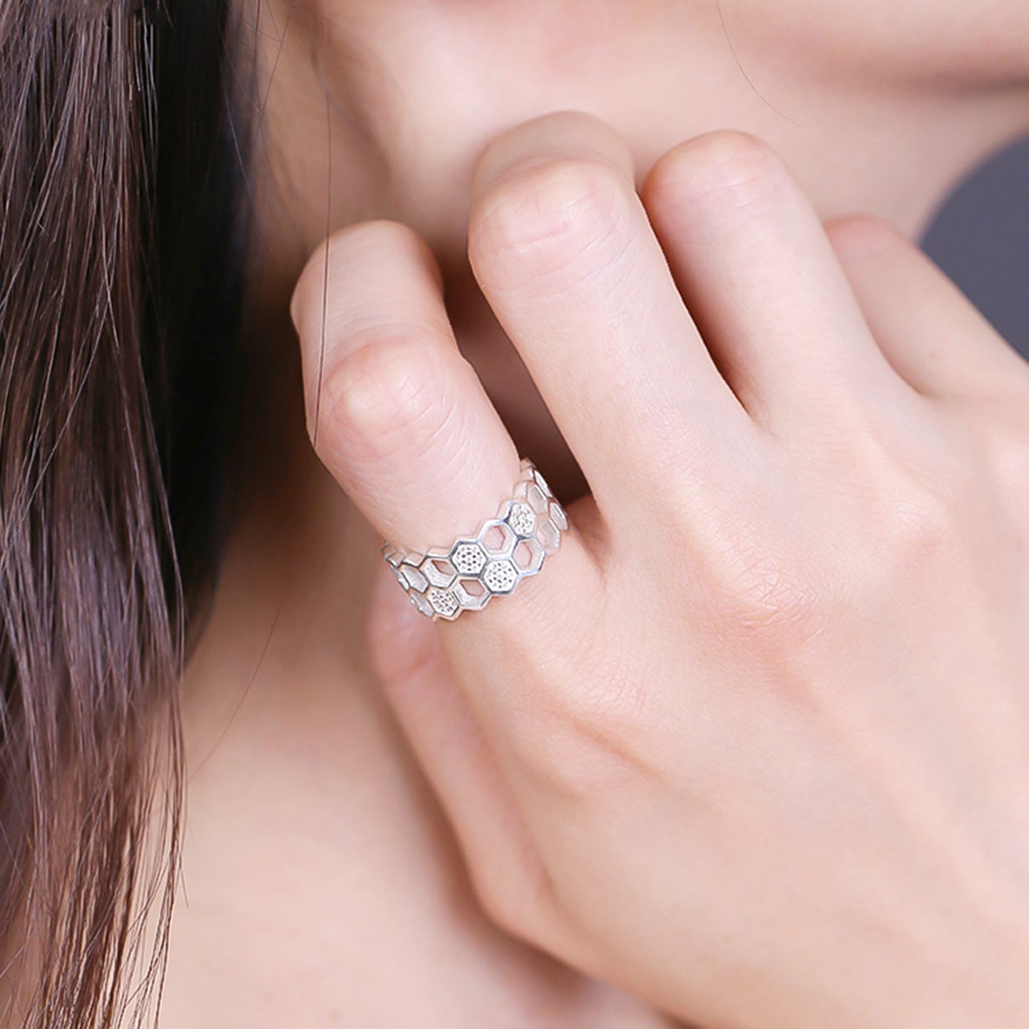 Sterling Silver Beehive Paved CZ Double Layer Open Band Wrap Ring - sugarkittenlondon