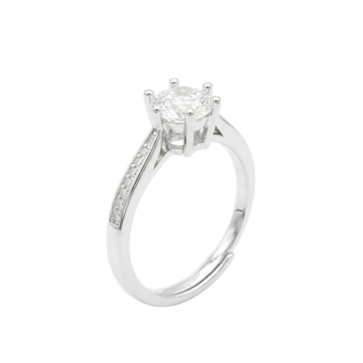 Sterling Silver 1ct Round CZ Solitaire Proposal Engagement Ring Sizable M - P