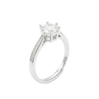 Sterling Silver 1ct Round CZ Solitaire Proposal Engagement Ring Sizable M - P