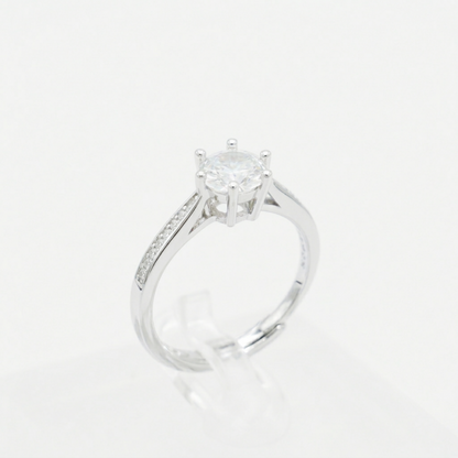 Sterling Silver 1ct Round CZ Solitaire Proposal Engagement Ring Sizable M - P