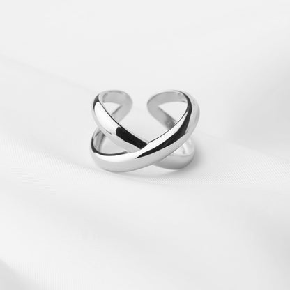 925 Sterling Silver Cross Ring with Chunky Infinity Eternity Love Knot - sugarkittenlondon