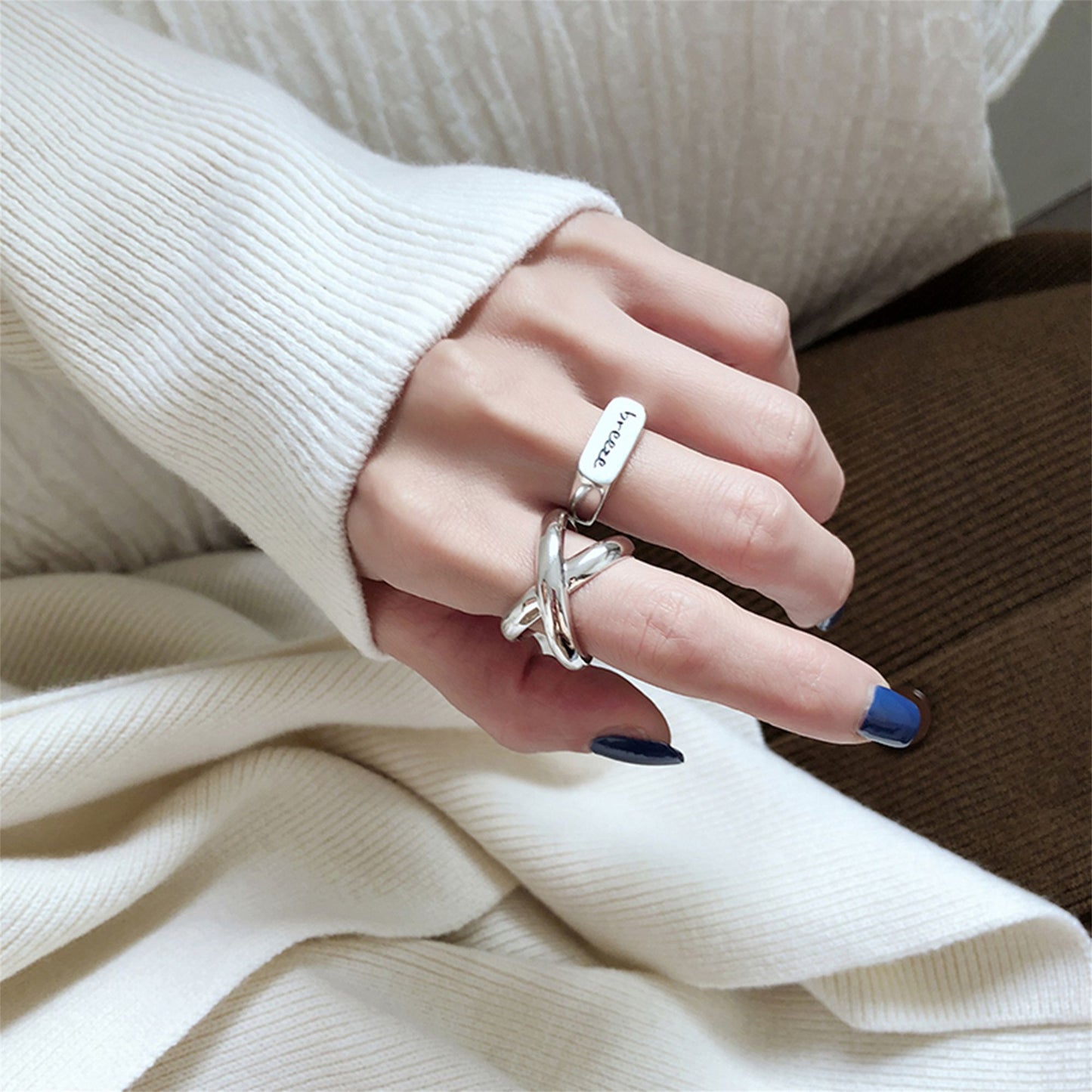 925 Sterling Silver Cross Ring with Chunky Infinity Eternity Love Knot - sugarkittenlondon