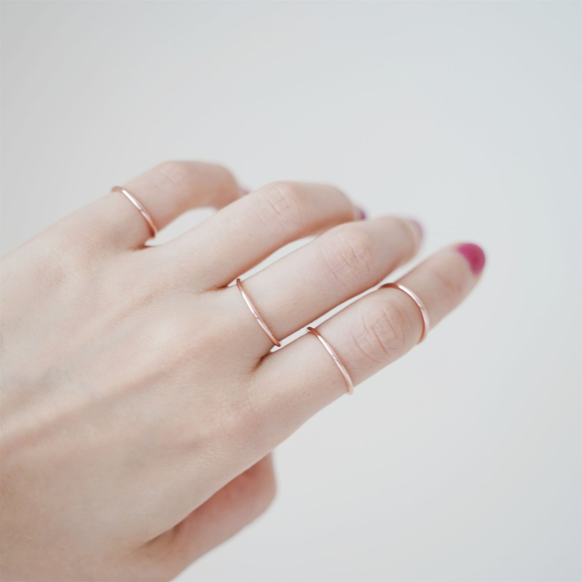 1.2mm Rose Gold on Sterling Silver Skinny Round Band Stacking Ring - sugarkittenlondon