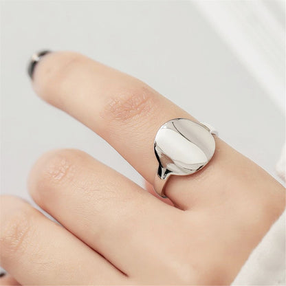 Rhodium-plated Sterling Silver Disc Ring for Men and Women - sugarkittenlondon
