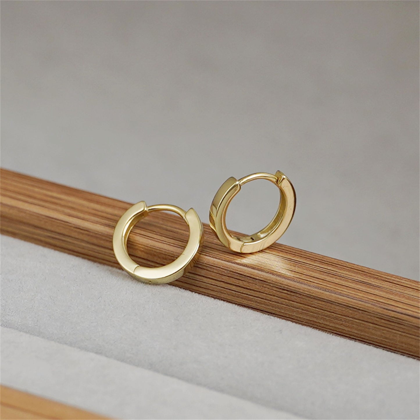 10mm Cuff Hoop Earrings with 2mm Band in 18K Gold Plated Sterling Silver - sugarkittenlondon