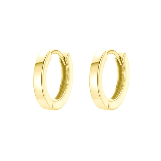 10mm Cuff Hoop Earrings with 2mm Band in 18K Gold Plated Sterling Silver - sugarkittenlondon