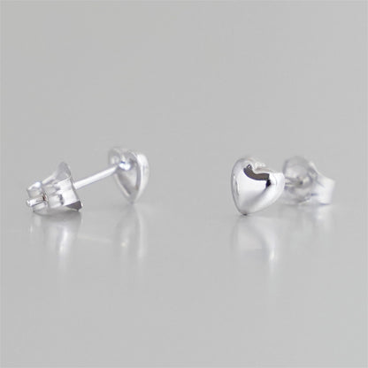925 Sterling Silver Stud Heart Earrings with Puffy Shiny Finish - sugarkittenlondon