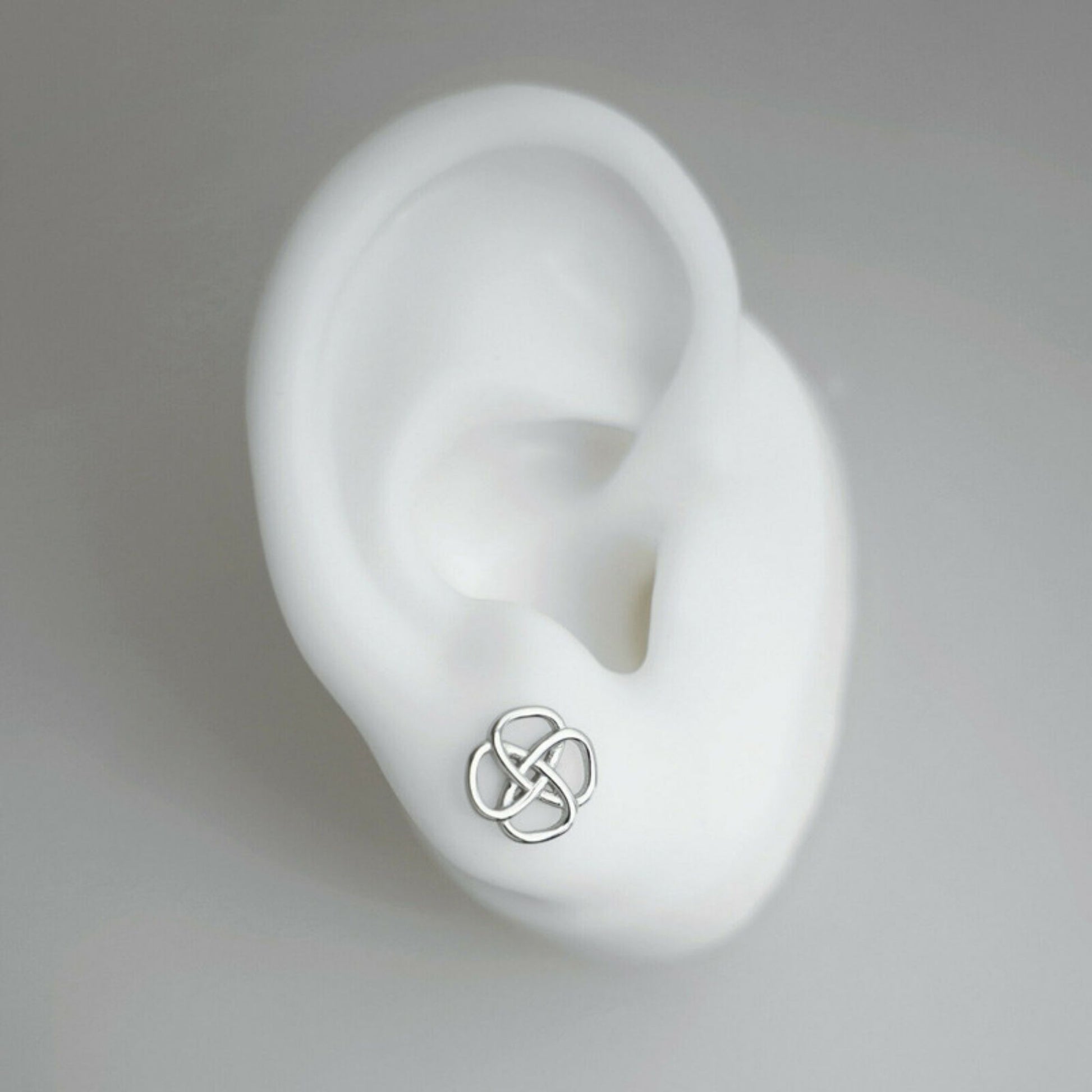 Celtic Knot Floral Wire Stud Earrings with 925 Sterling Silver Butterfly Backs - sugarkittenlondon