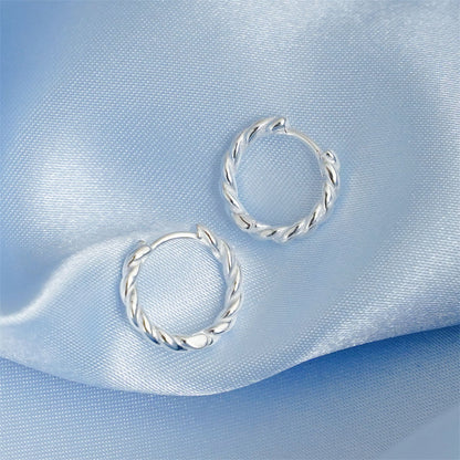 925 Sterling Silver 10mm Twist Wave Wire Huggie Cuff Earrings - sugarkittenlondon