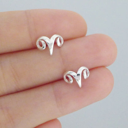 925 Sterling Silver Constellation Aries Sheep Stud Earrings with Shiny Finish - sugarkittenlondon