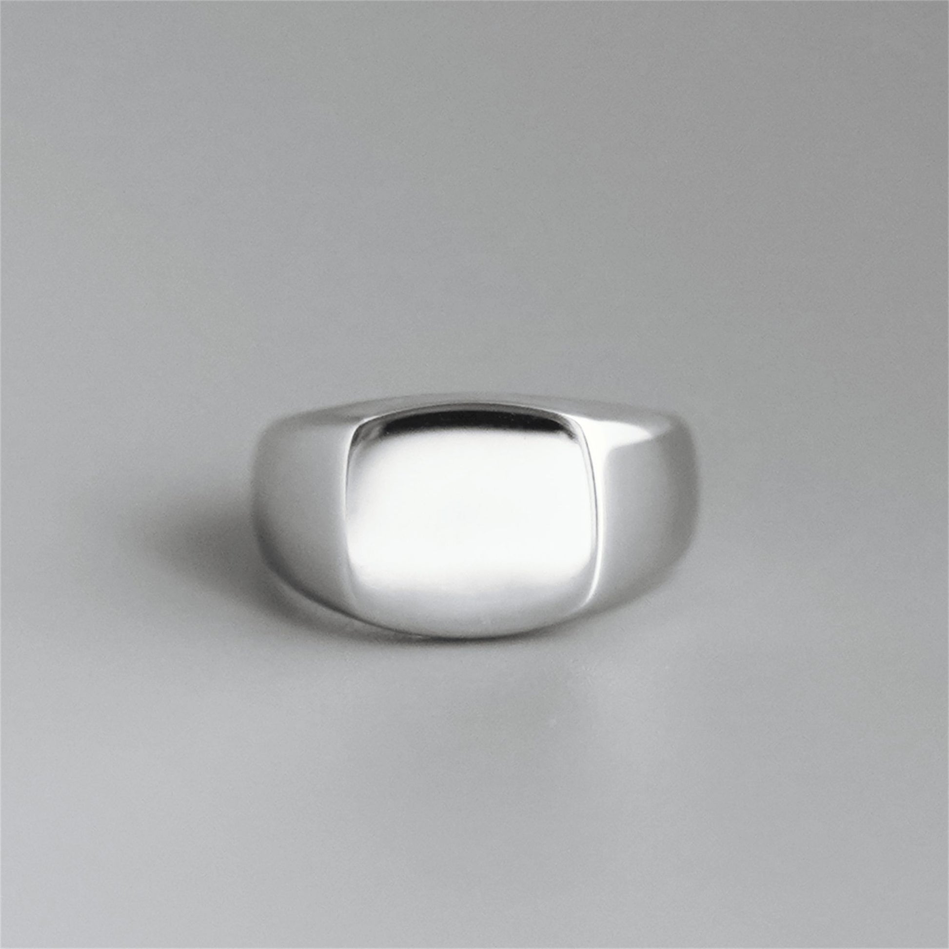 Sterling Silver Polished Cushion Square Signet Ring for Men and Women - sugarkittenlondon