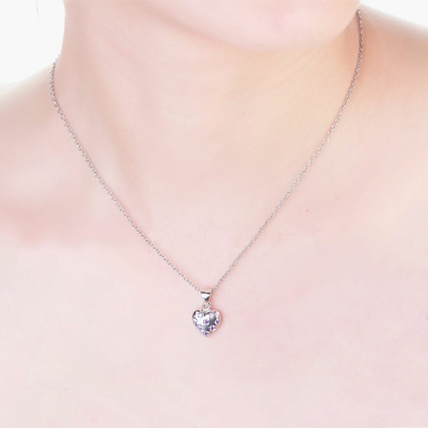 Sterling Silver Heart Necklace with Cubic Zirconia - A Gift for Her - sugarkittenlondon