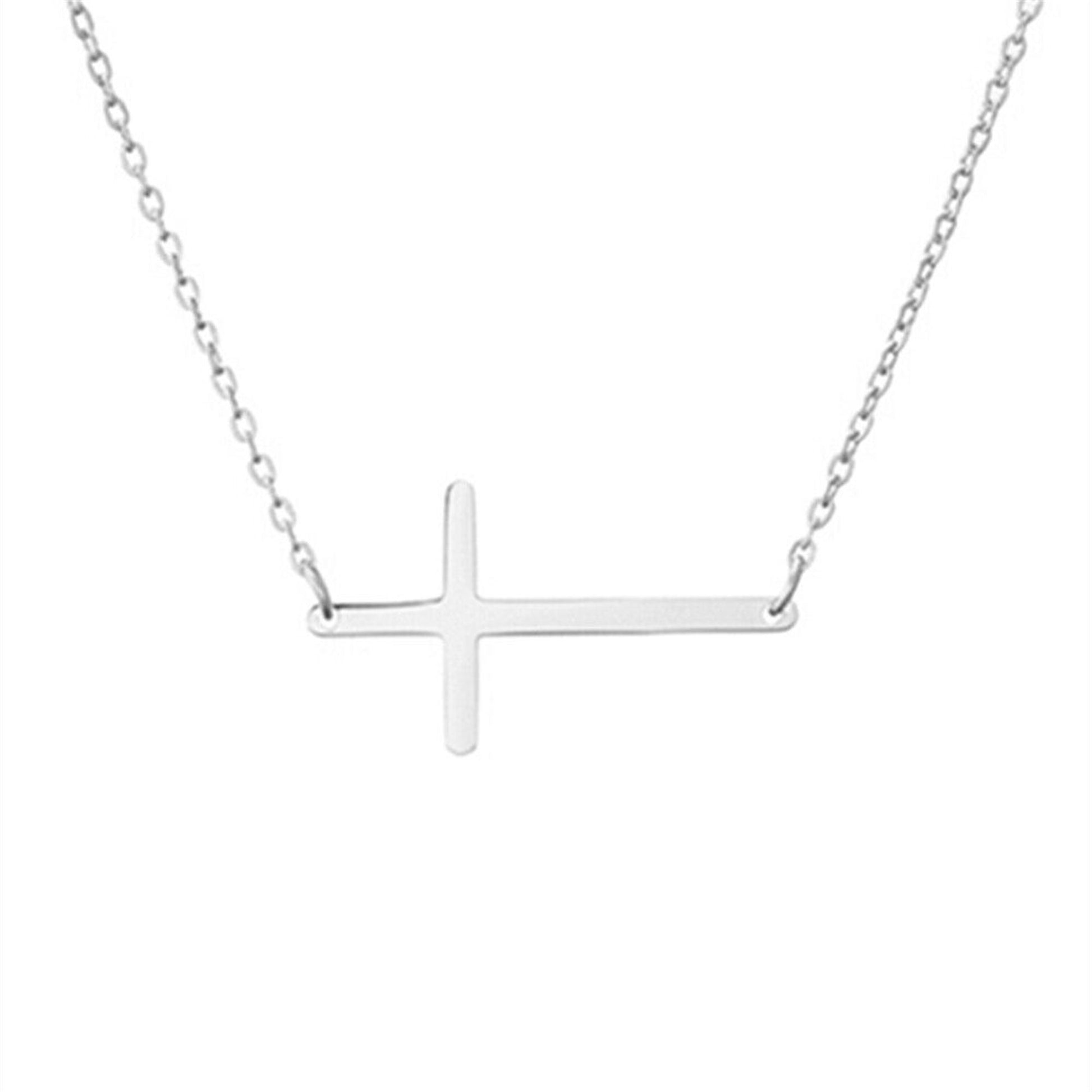 Sterling Silver Reversible Cross Necklace with Versatile Wearability - sugarkittenlondon