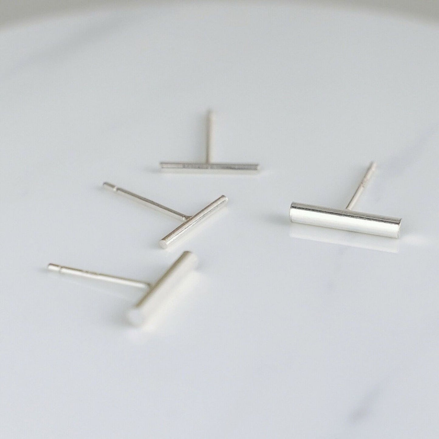 Sterling Silver Bar Line Linear Column Minimalist Simple Stud Earrings - sugarkittenlondon