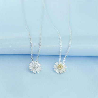 Sterling Silver Daisy Chain Necklace with 11mm Daisy Flower Blossom Pendant and Lobster Clasp - sugarkittenlondon