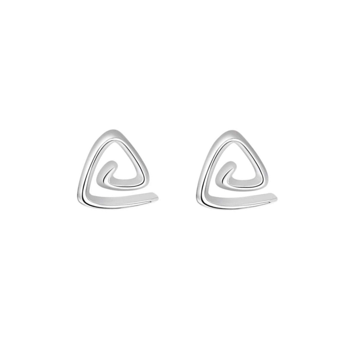 Sterling Silver Mini Greek Triangular Triangle Pyramid Spiral Stud Earrings - sugarkittenlondon