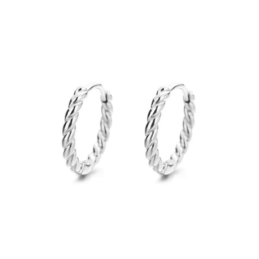 925 Sterling Silver 10mm Twist Wave Wire Huggie Cuff Earrings - sugarkittenlondon