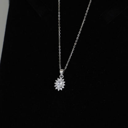 Sparkling Sterling Silver Cluster Pendant Necklace with Clear CZ - sugarkittenlondon