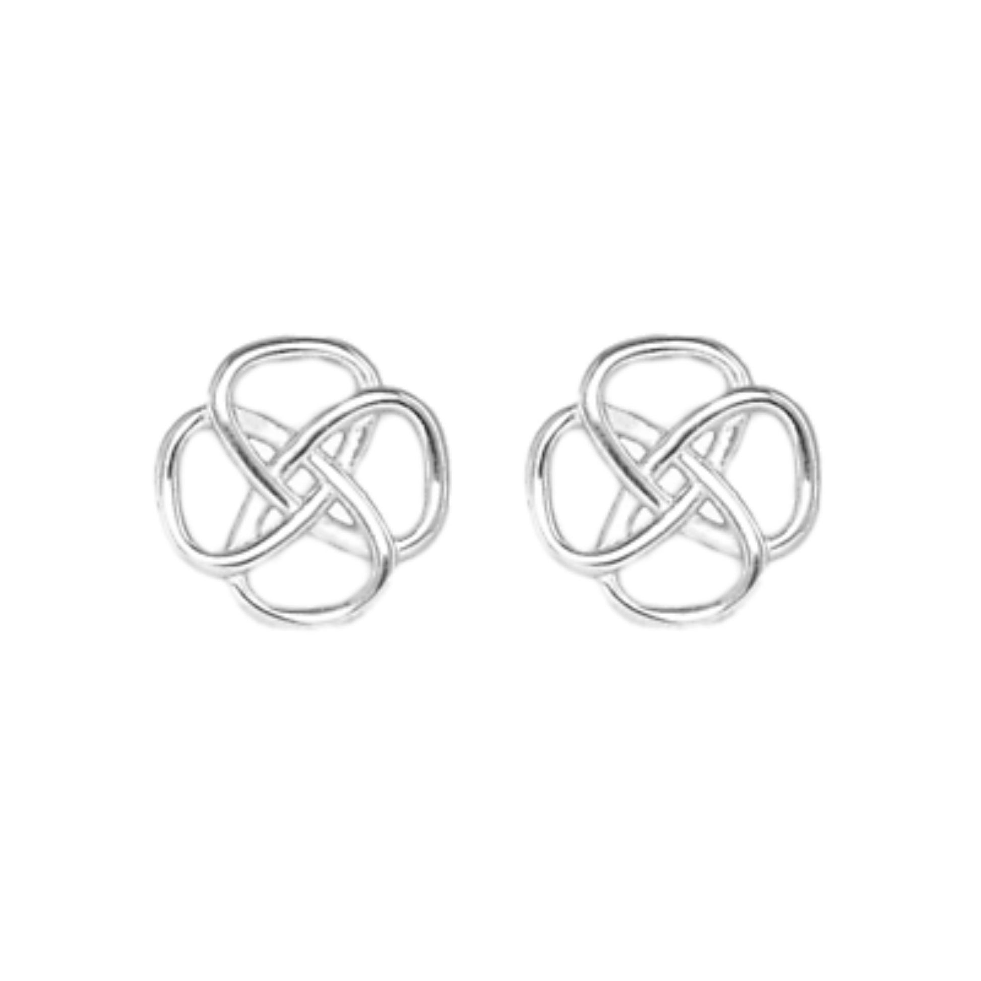 Celtic Knot Floral Wire Stud Earrings with 925 Sterling Silver Butterfly Backs - sugarkittenlondon