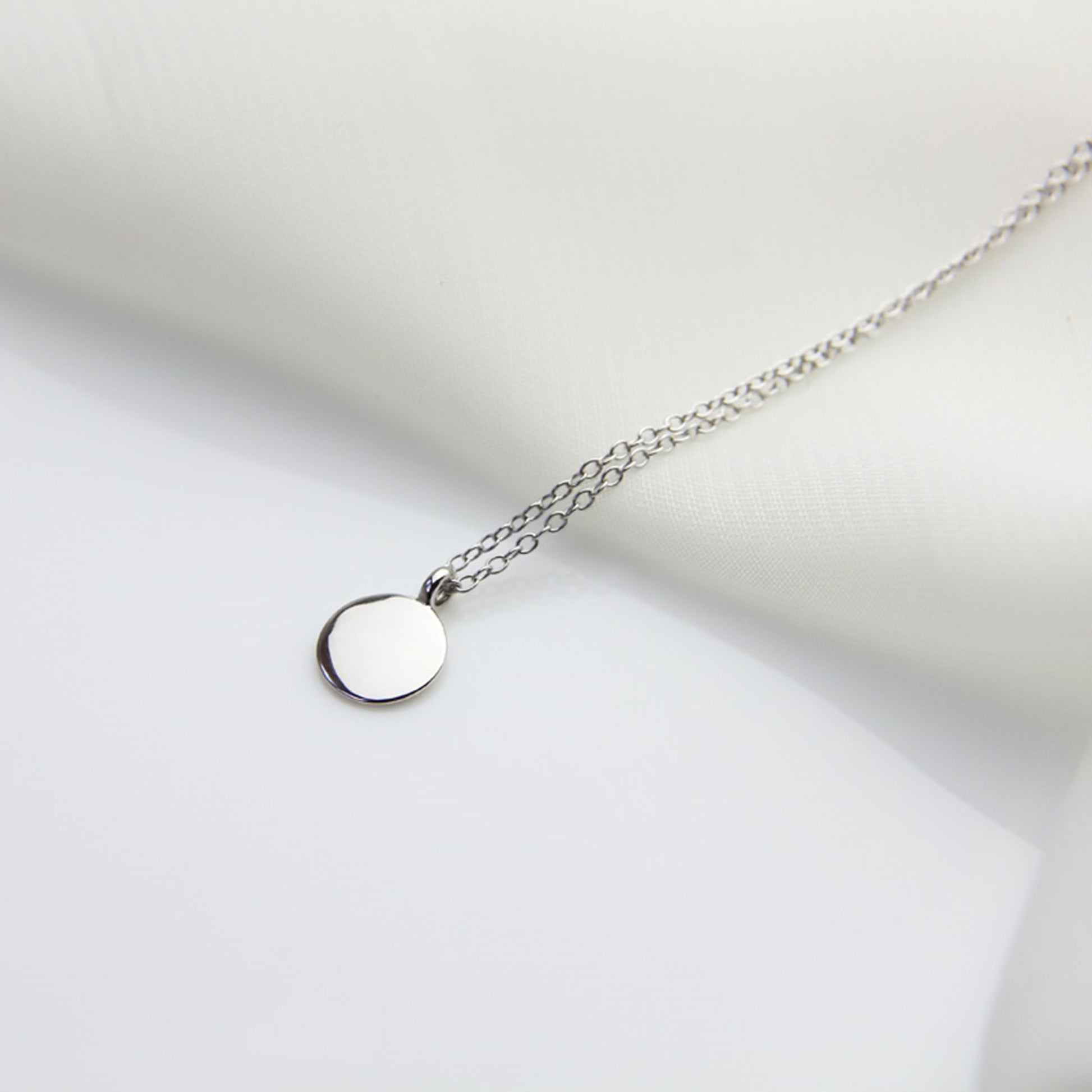 Sterling Silver Disc Necklace with Pebble Finish and Gold Plated Chain - sugarkittenlondon