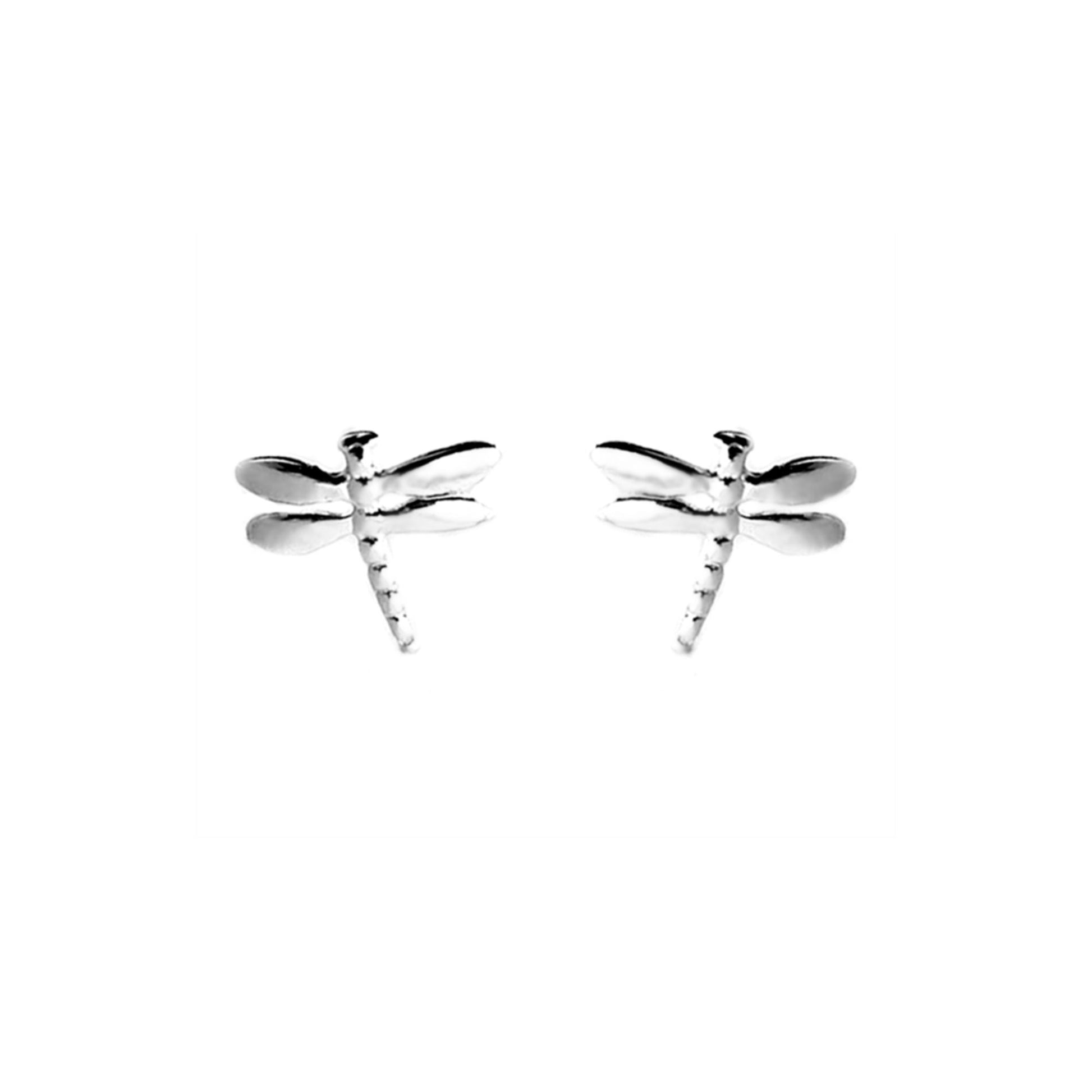 925 Sterling Silver Dragonfly Stud Earrings with Polished Finish - sugarkittenlondon