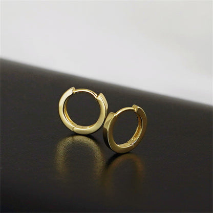 10mm Cuff Hoop Earrings with 2mm Band in 18K Gold Plated Sterling Silver - sugarkittenlondon