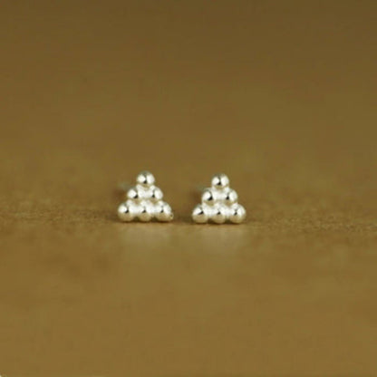 925 sterling silver earrings uk mini Bead triangle earrings studs - sugarkittenlondon