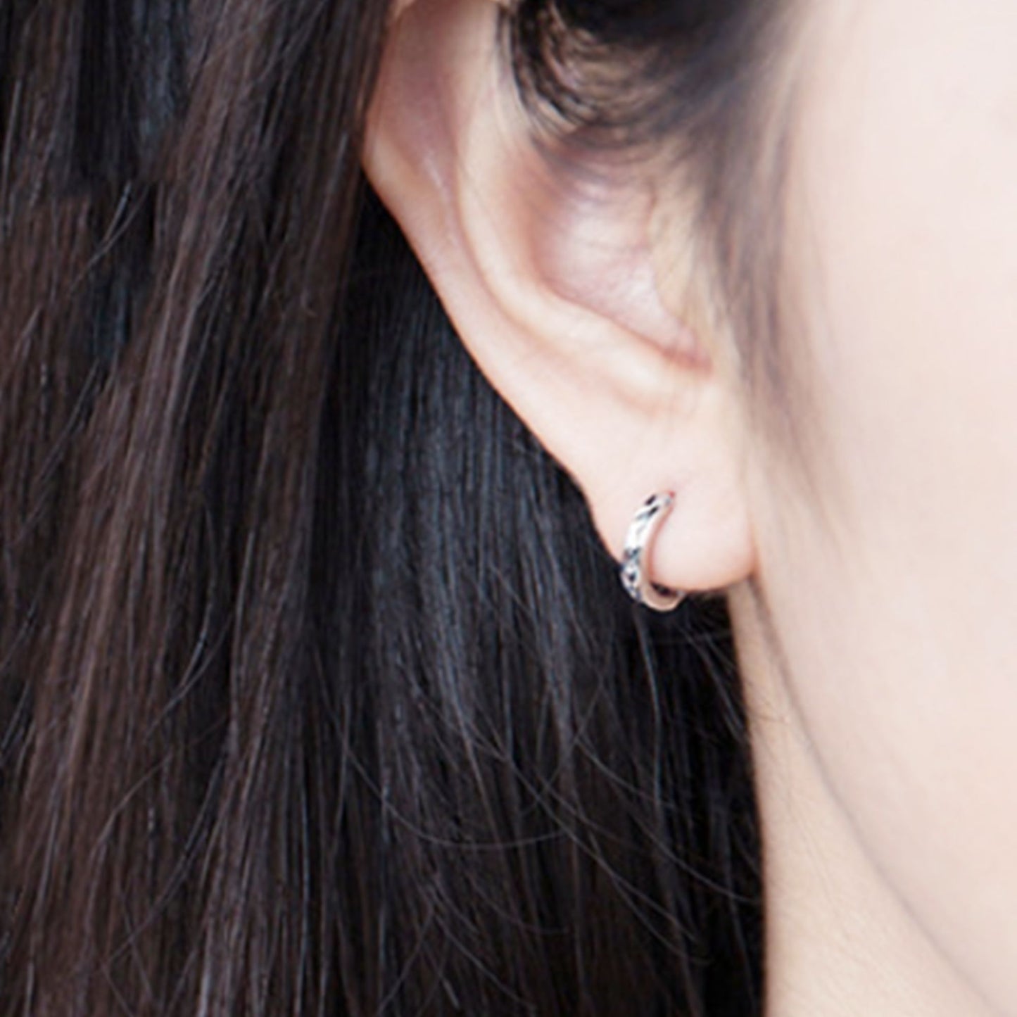 925 Sterling Silver Cuff Earrings with Reverse Worn Plain Diamond Cut Small Hoop - sugarkittenlondon