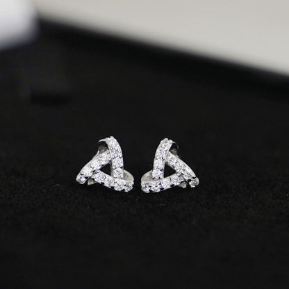 925 Sterling Silver Cubic Zirconia Stud Earrings with Triple Knot Design - sugarkittenlondon